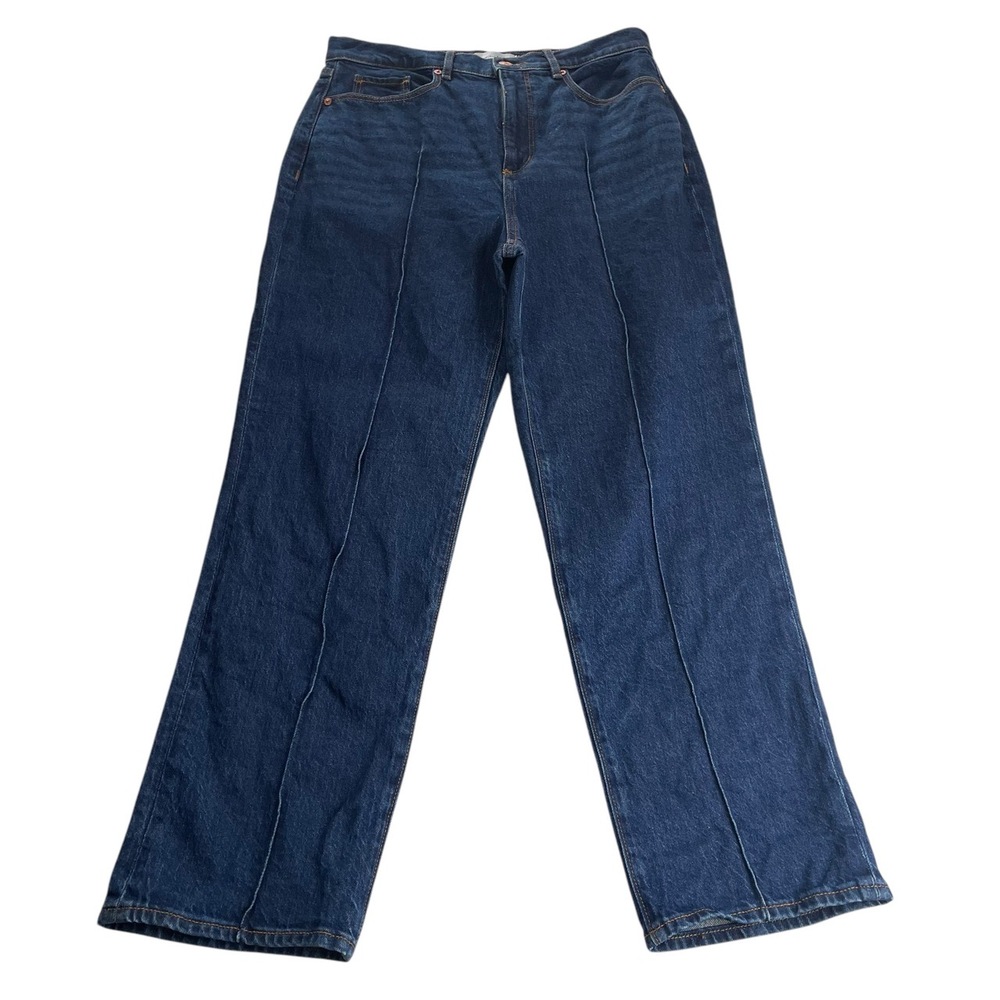 LOFT Dark Wash Straight Leg Jeans With Front Seam Size 28 6